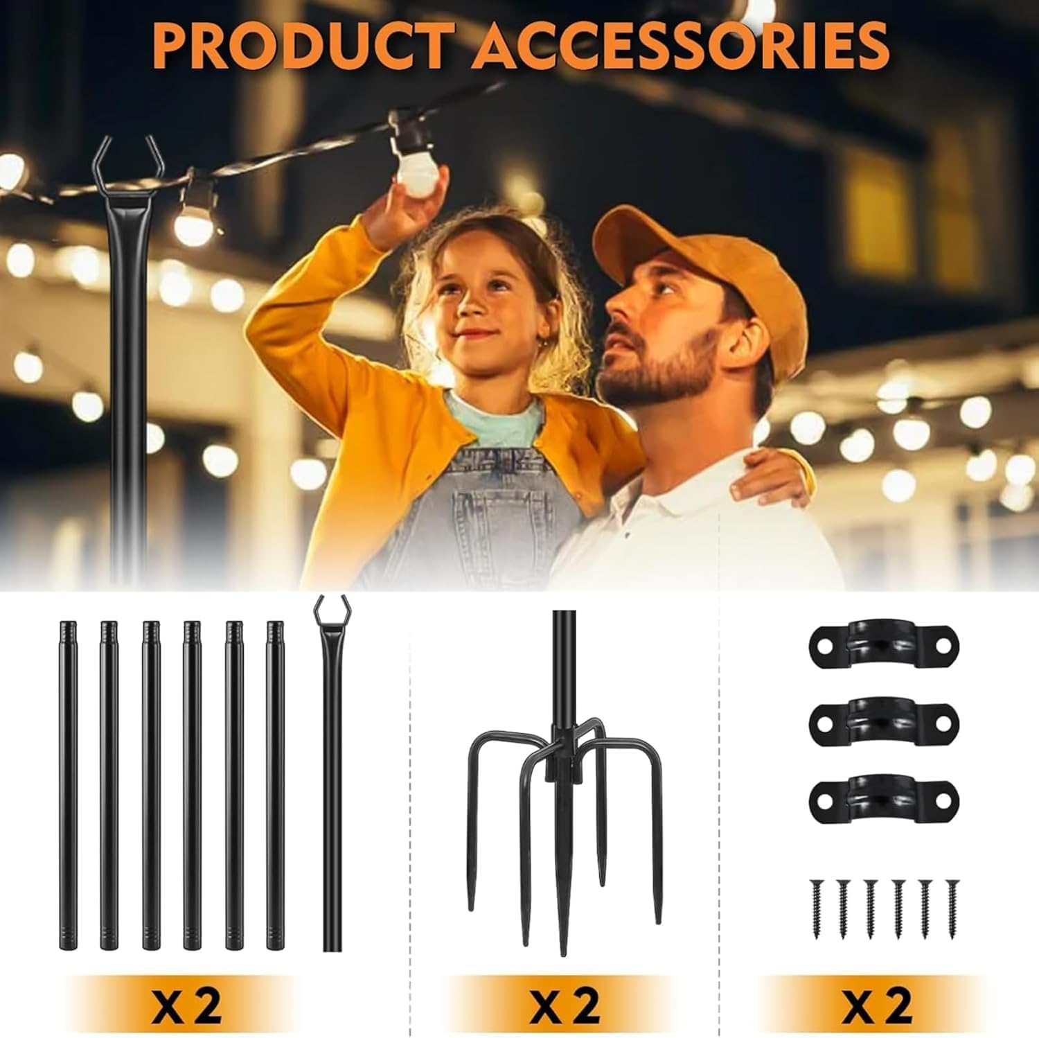 Detalle 2 de HoldOneLight deck string light pole set