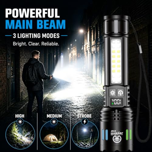 Detalle de Jayxinli 2 Pack LED Torches – High Power, 1000,000 Lumens Rechargeable