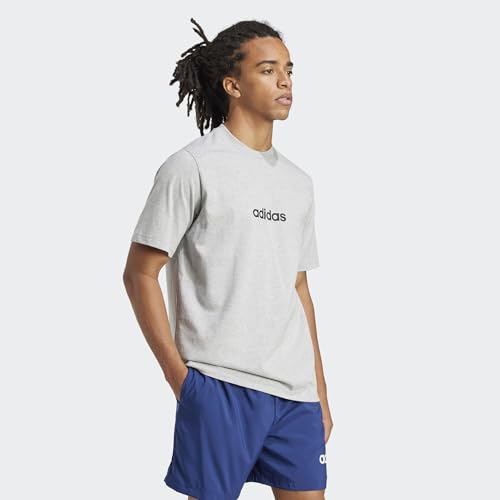 Detalle de Adidas Uomo Essentials Linear Single Jersey Shirt – Girocollo, Regular Fit, 100% Cotone