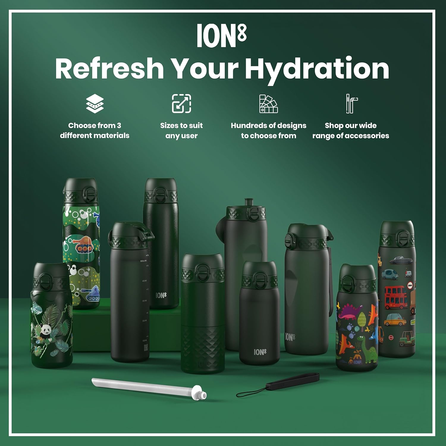 Thumbnail 6 de Ion8 1 Litre Water Bottle with Times to Drink – Leak-Proof, Flip Lid, BPA Free and Dishwasher Safe