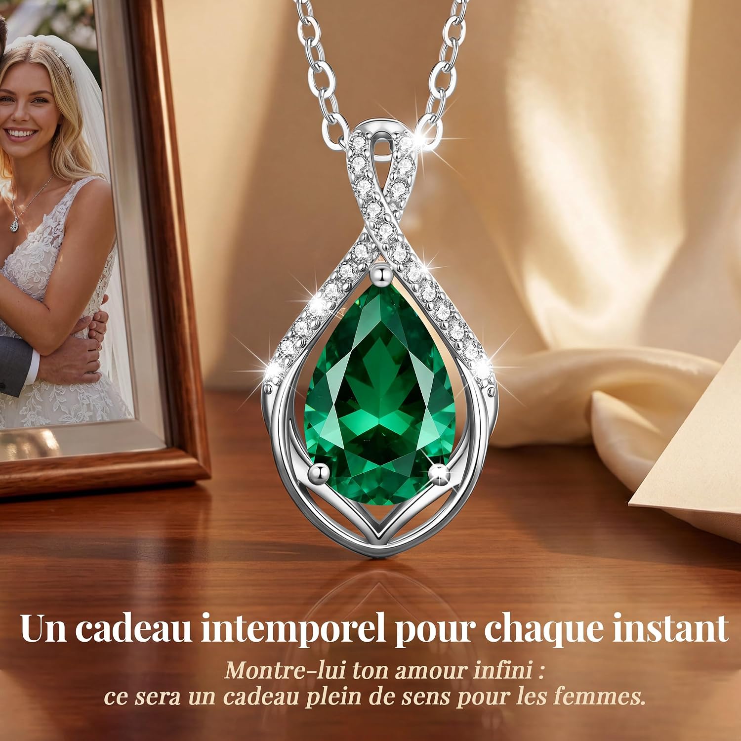 Detalle de CDE Collier Femme Cadeau Pendentif Larme en Zircone 5A – Élégance raffinée