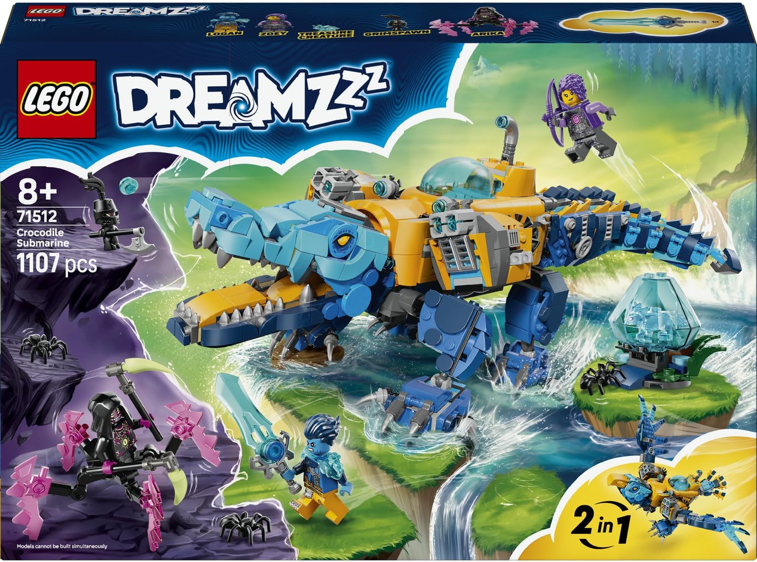 Detalle de LEGO DREAMZzz 71512 Krokodilonderzeeër, om te bouwen tot arendonderzeeër