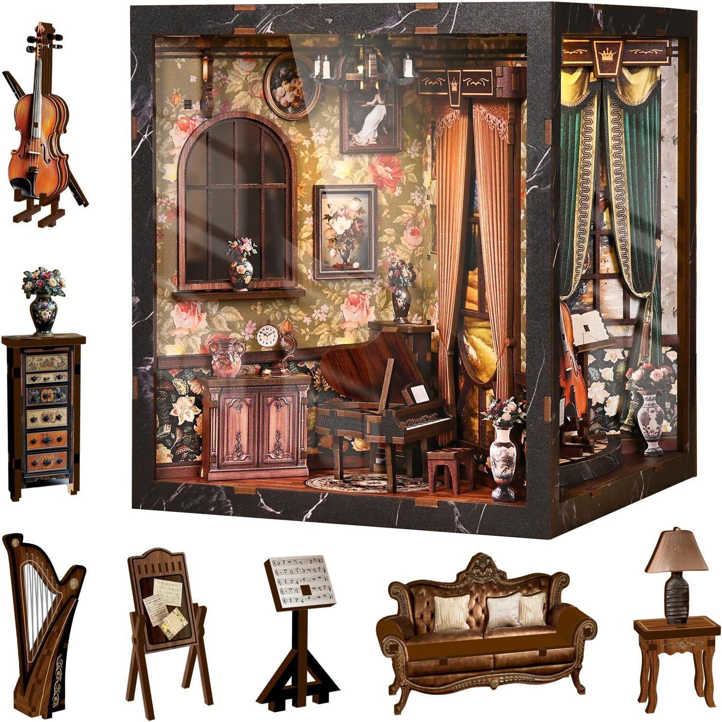 Thumbnail 1 de Kit DIY BATTREVO Book Nook « Instruments Classiques » avec LED et base motorisée