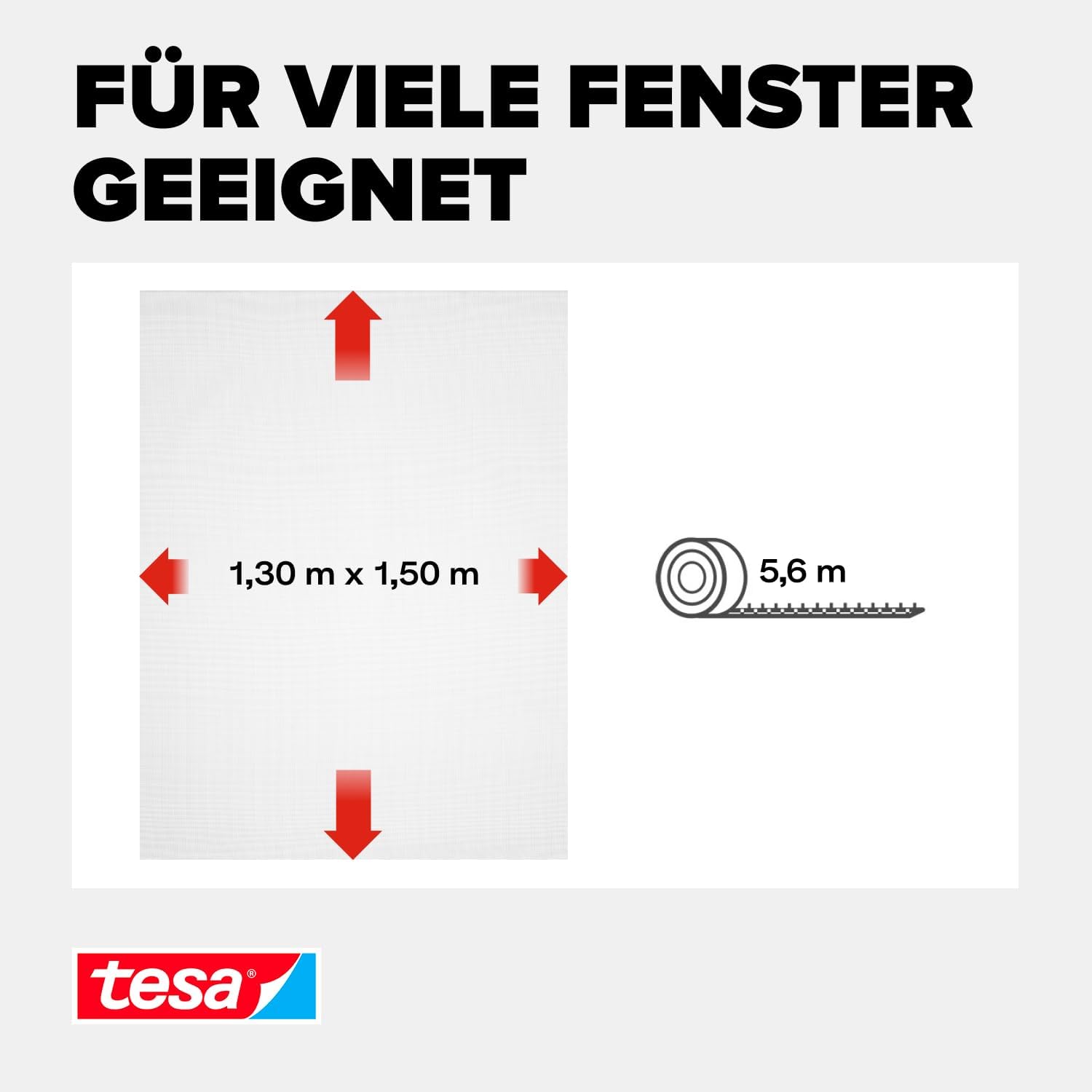 Detalle 2 de tesa INSECT STOP Klett-Fliegengitter fürs Fenster (130 x 150 cm, weiß) – zuschneidbar, ohne Bohren