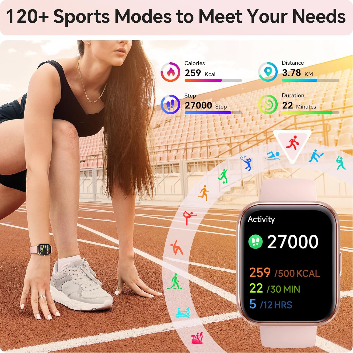 Detalle 2 de Aeac Smart Watch for Women with 1.85" HD Display and Alexa Voice Assistant