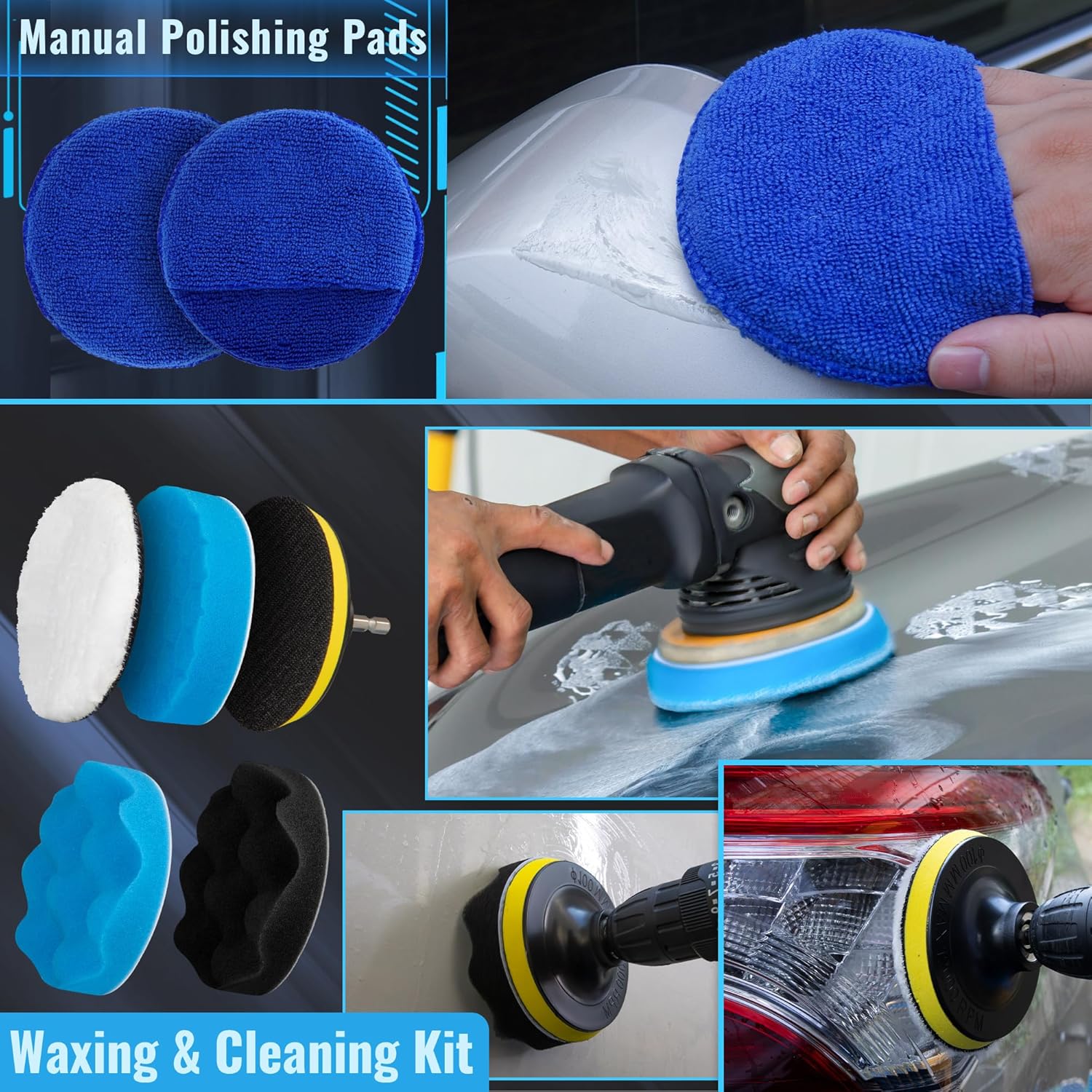 Thumbnail 3 de Bemece 30-Pcs Car Detailing Kit (Blue) – brushes for rims, interiors, vents & dash