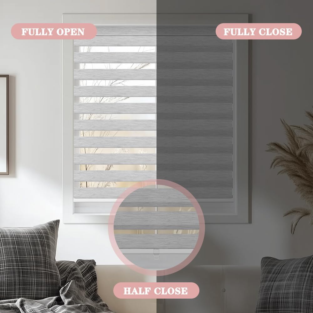 Detalle 2 de SEEYE Cordless Zebra Blinds, 26" W x 48" H