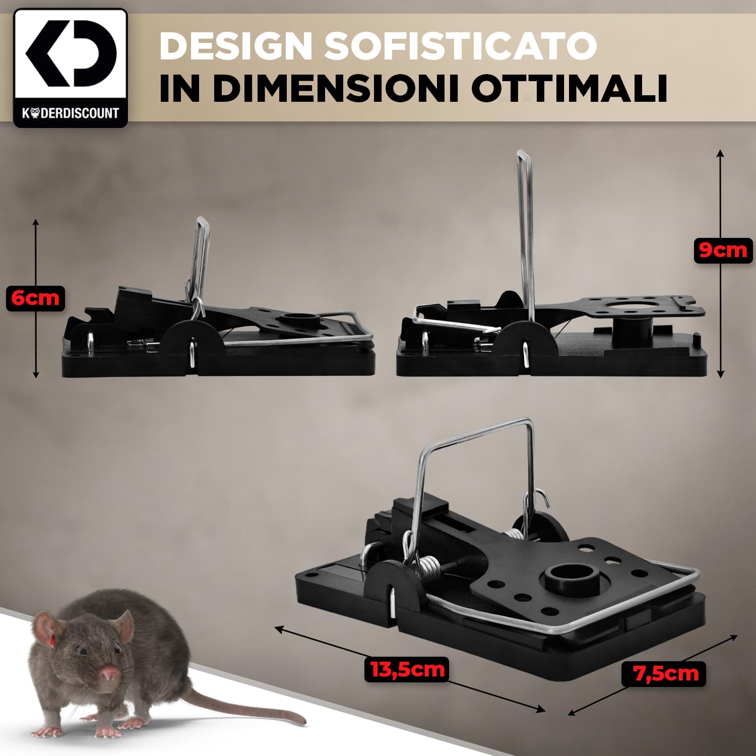 Detalle de Köder-Discount: 3 trappole professionali per ratti, riutilizzabili e senza veleno
