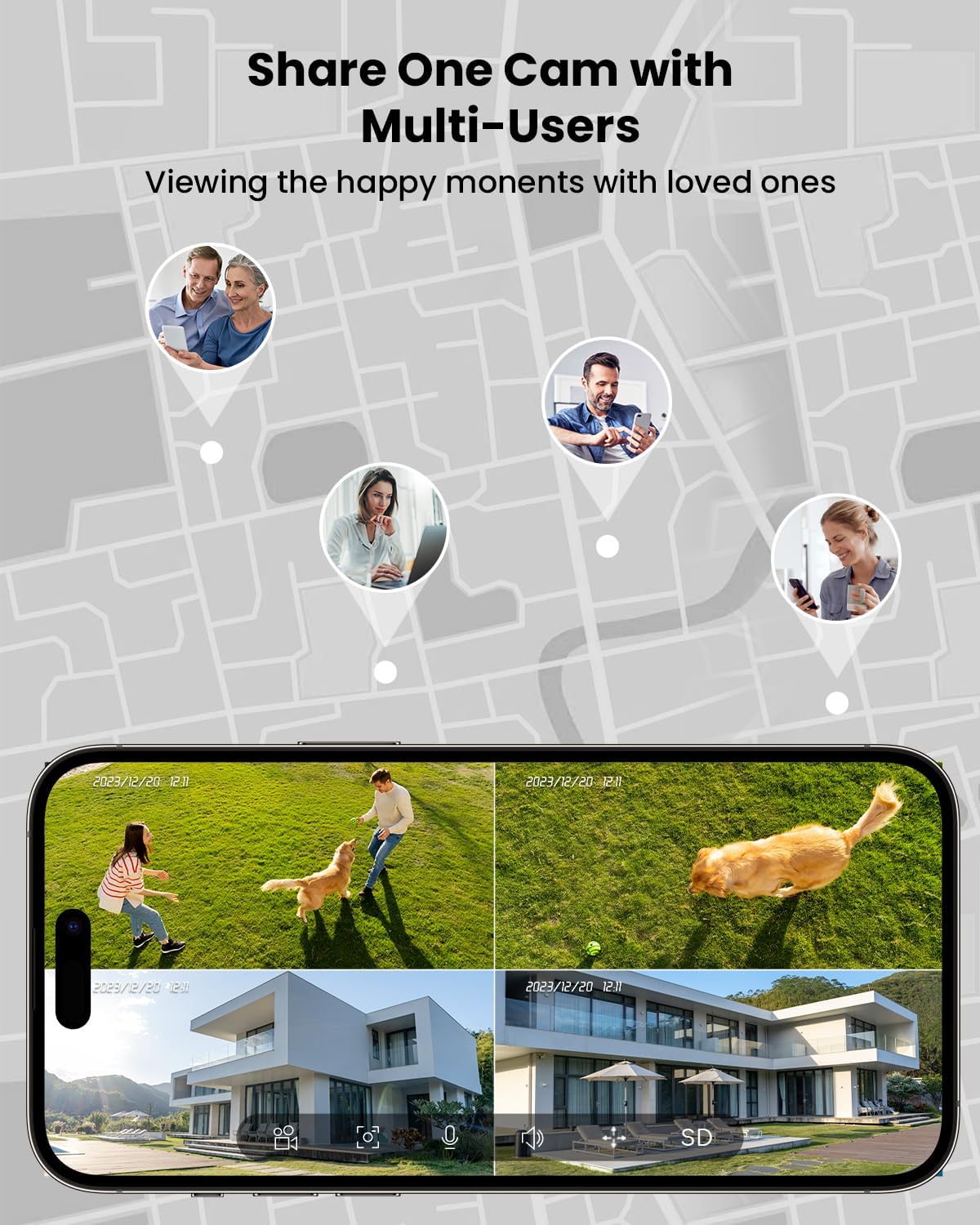 Thumbnail 6 de ieGeek 2K Solar Security Camera Outdoor Wireless (2-pack) with 360° view, PIR, 2-way audio and Alexa