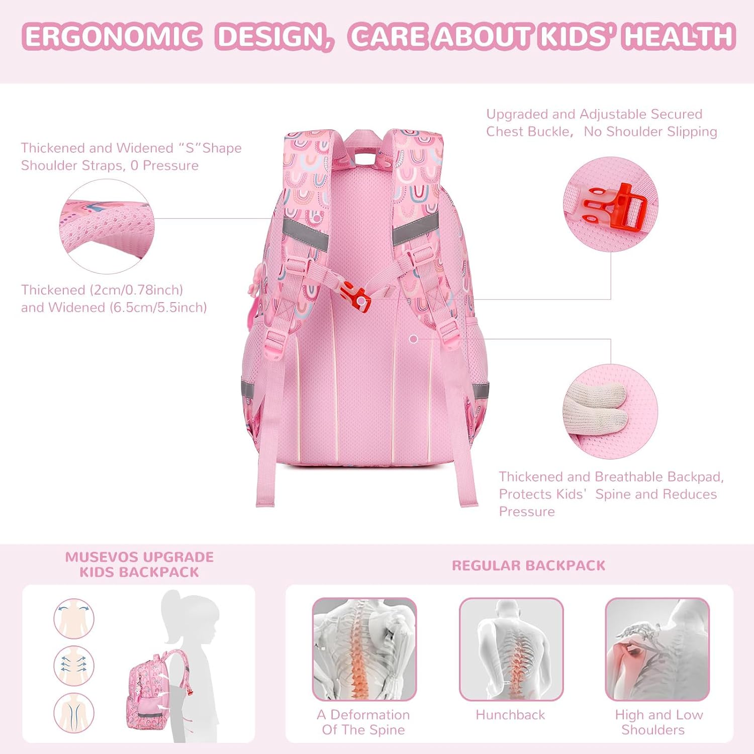Thumbnail 4 de QIXIHU Girls School Bag: Lightweight, Water-Resistant Kawaii Backpack for Primary to Nursery