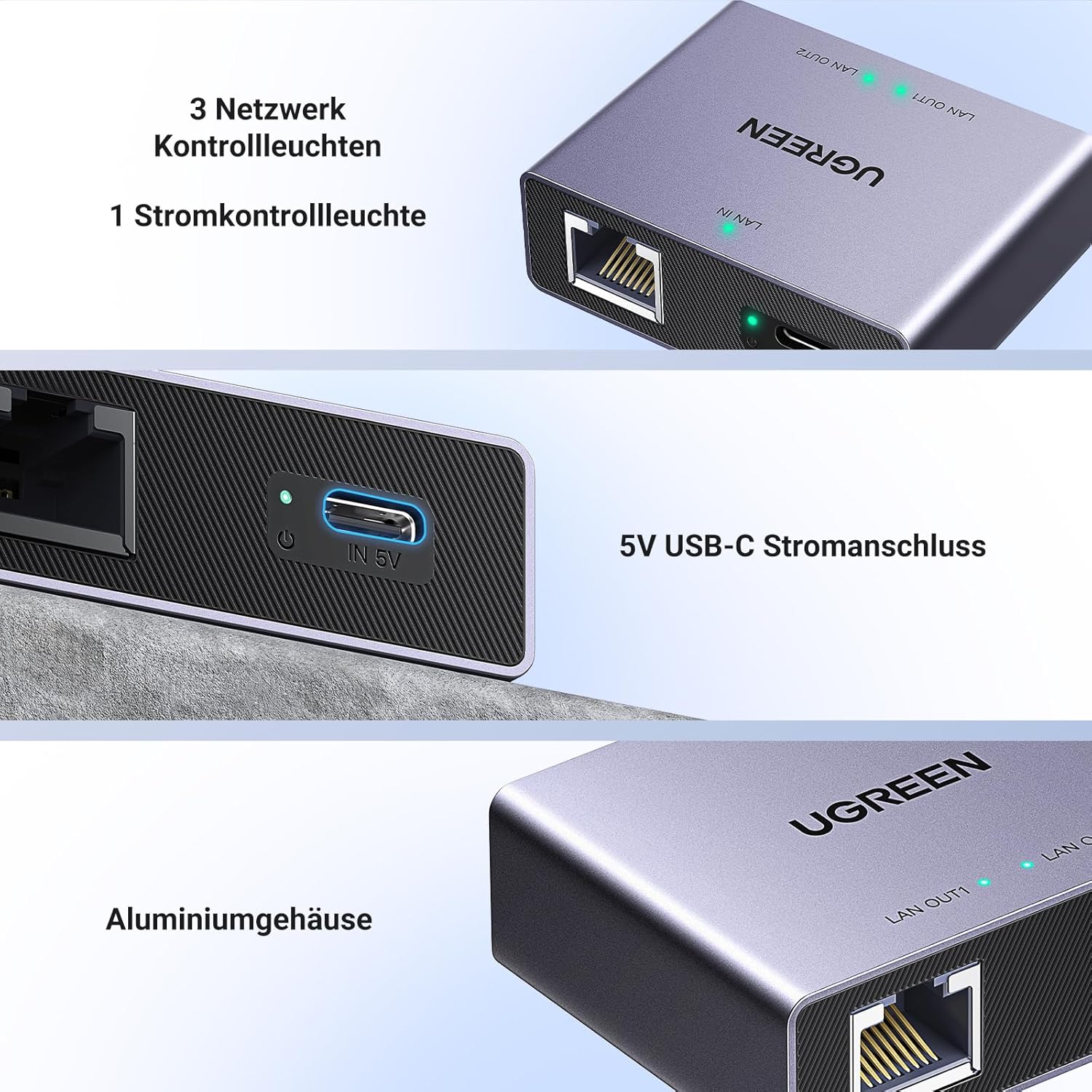 Thumbnail 4 de UGREEN LAN Splitter 1 auf 2 1000Mbps Ethernet Splitter 📡