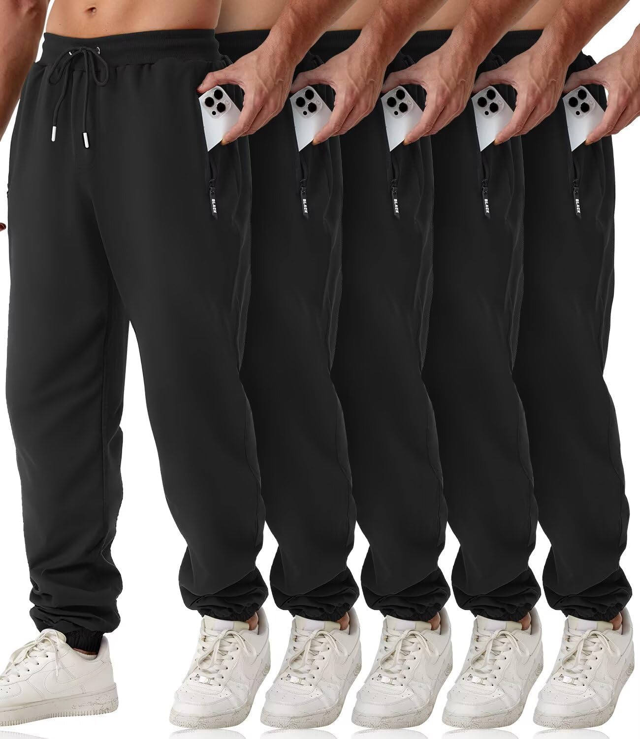 Detalle de OZYJD Men's Sweatpants, 5-Pack Slim-Fit Joggers with Zipper Pockets