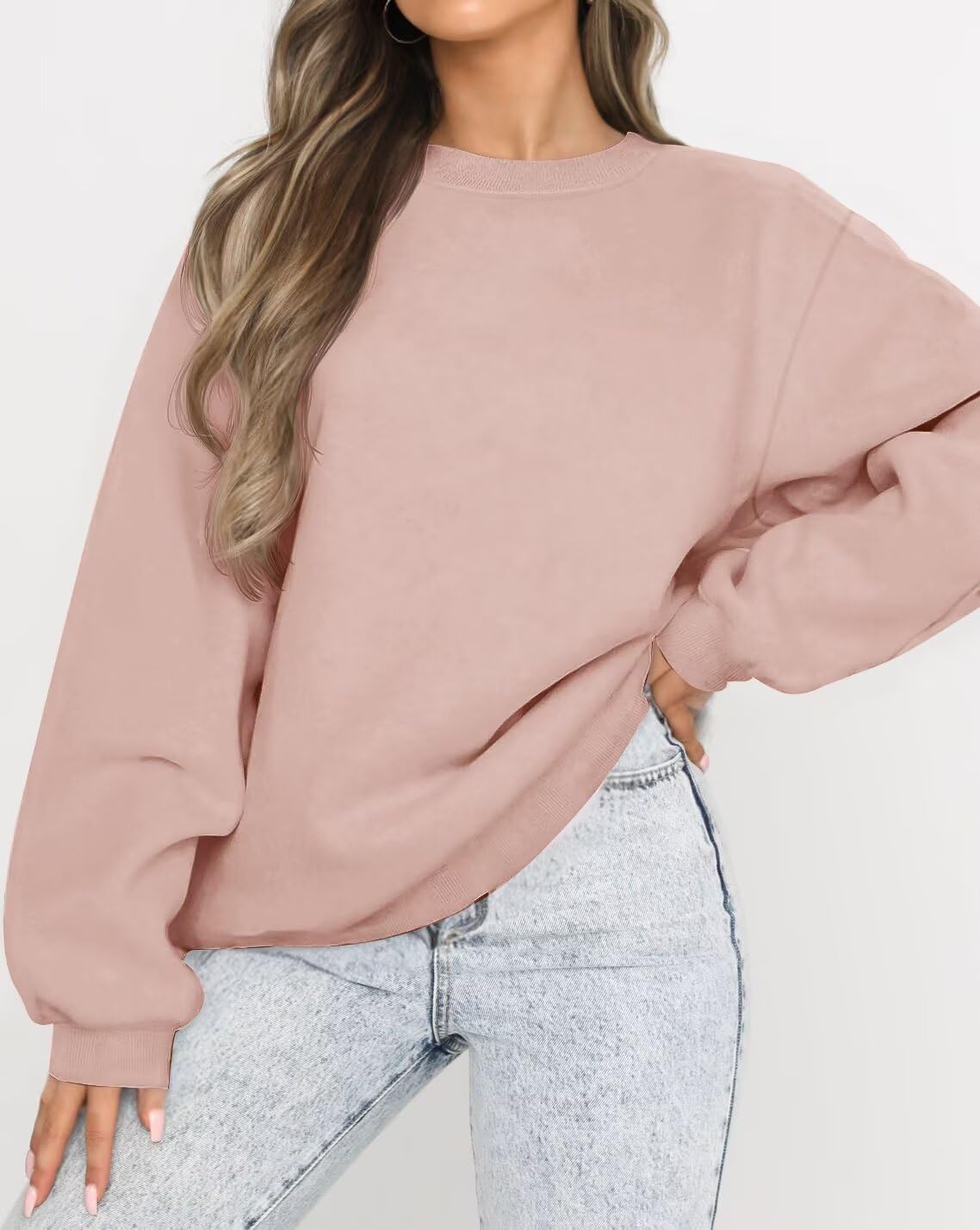 Detalle de LACOZY Women’s Oversized Long Sleeve Crewneck Sweatshirt Jumper