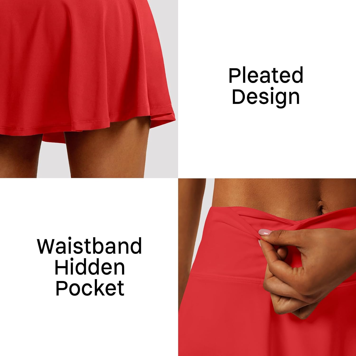 Detalle de LXNMGO Women's High Waist Pleated Tennis Skirt with 4 Pockets — Lightweight Skort for Running, Golf, and More