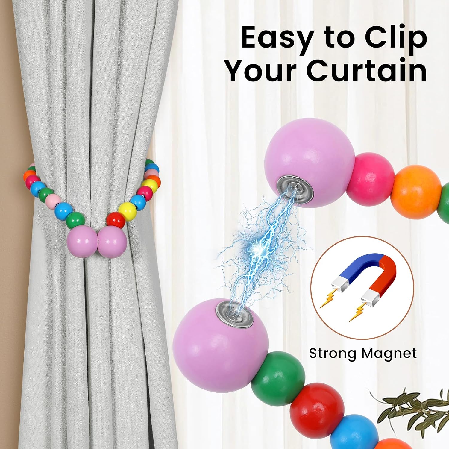 Detalle 2 de KLOGTSIND Magnetic Curtain Tiebacks, 6-Pack