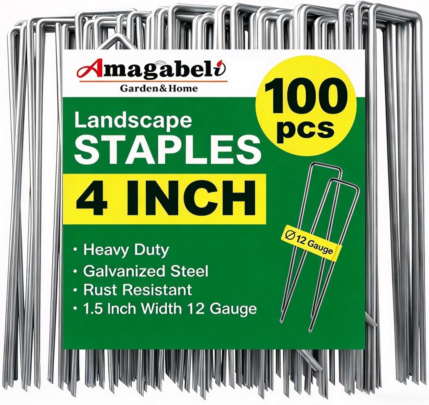 Detalle de AMAGABELI GARDEN & HOME CPD-1 Galvanized Landscape Staples, 4-Inch, 12-Gauge