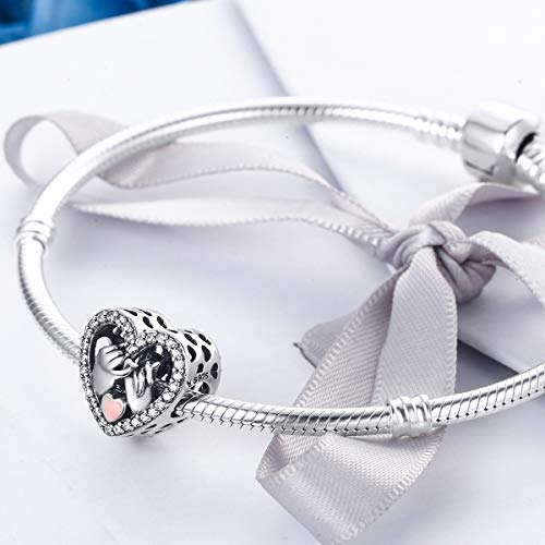 Detalle de ShiYu Charm de plata de ley 925 en forma de corazón con manos para pulsera Pandora