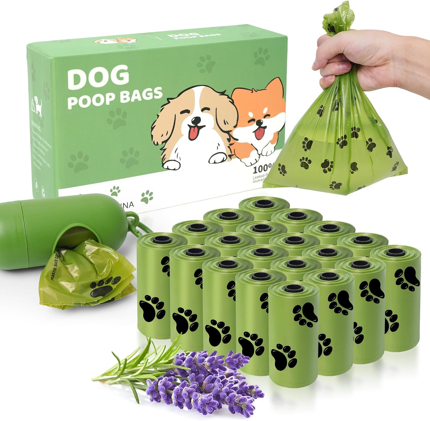 Hundekotbeutel 300 Beutel Extra Stark (biologisch abbaubar, geruchsneutralisierend) – um ca. 50% dicker