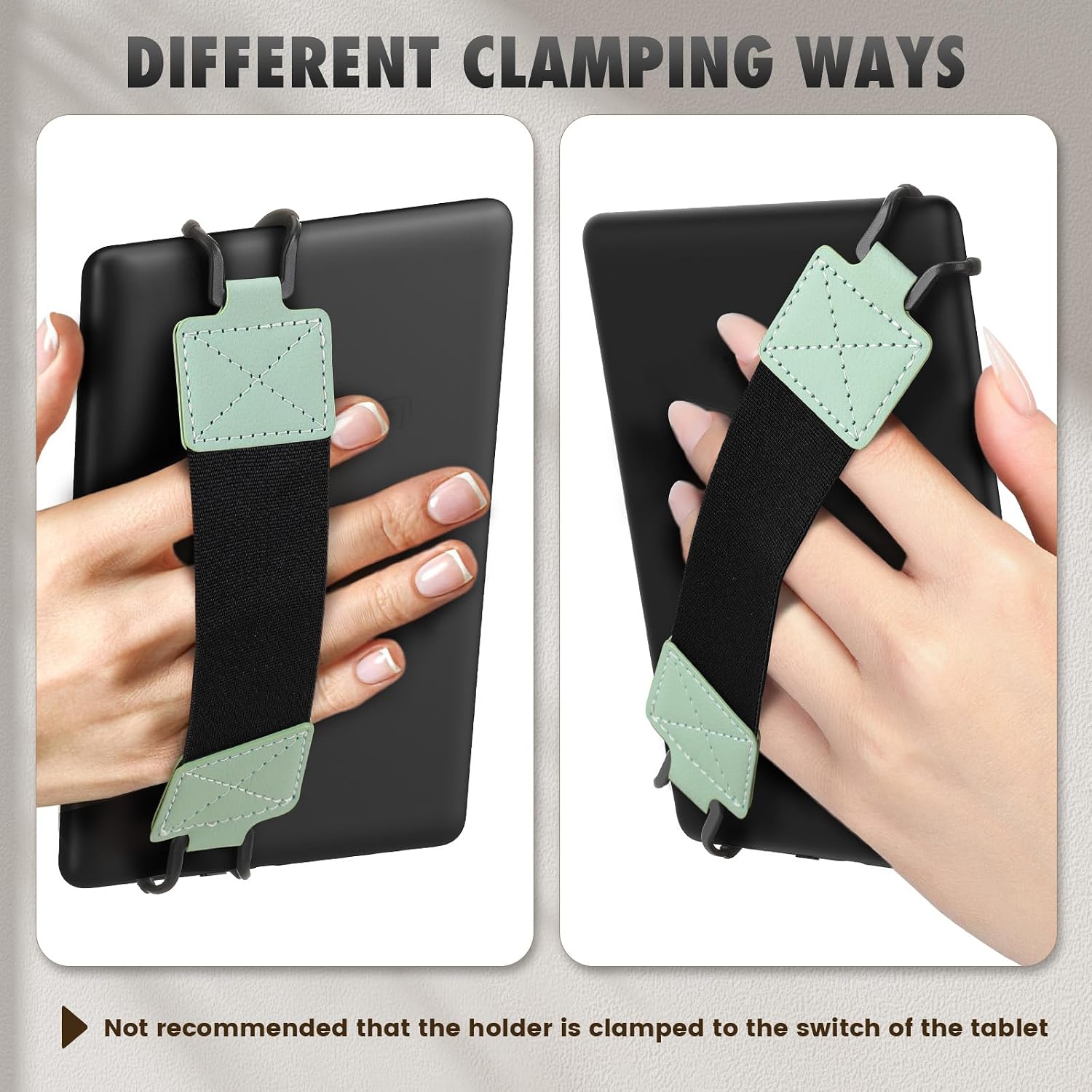 Detalle de MoKo Handschlaufe für 6-8" Kindle eReader und Tablets – elastisches Band & rutschfeste Klemmbacken