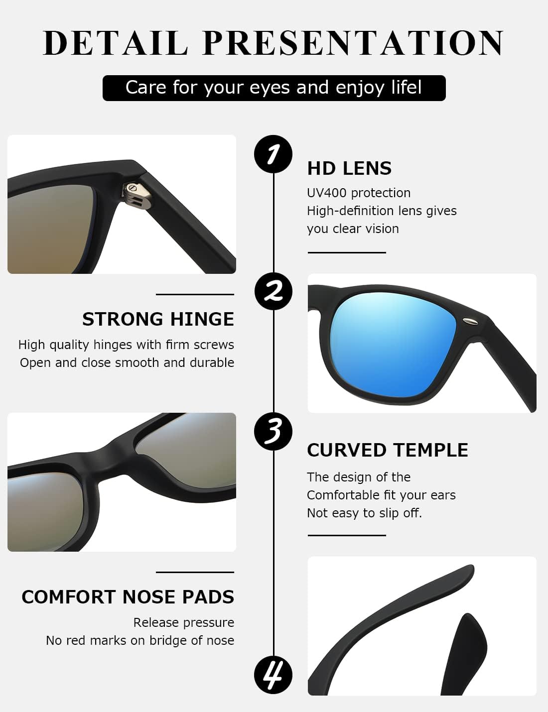 Thumbnail 6 de Kimorn Polarized Sunglasses Classic Unisex Horn Rimmed AE0300