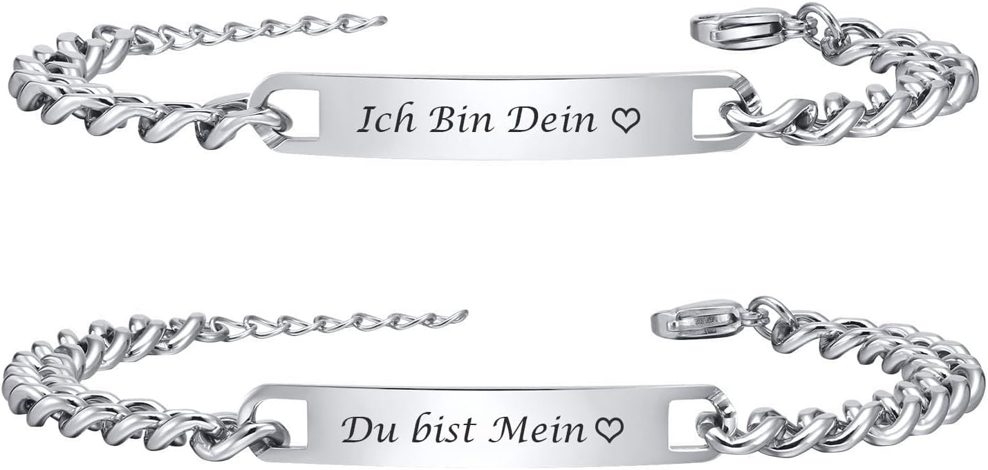 Detalle de XUANPAI Partnerarmbänder mit Gravur – Personalisiertes Pärchenarmbandset aus Edelstahl (7 mm)