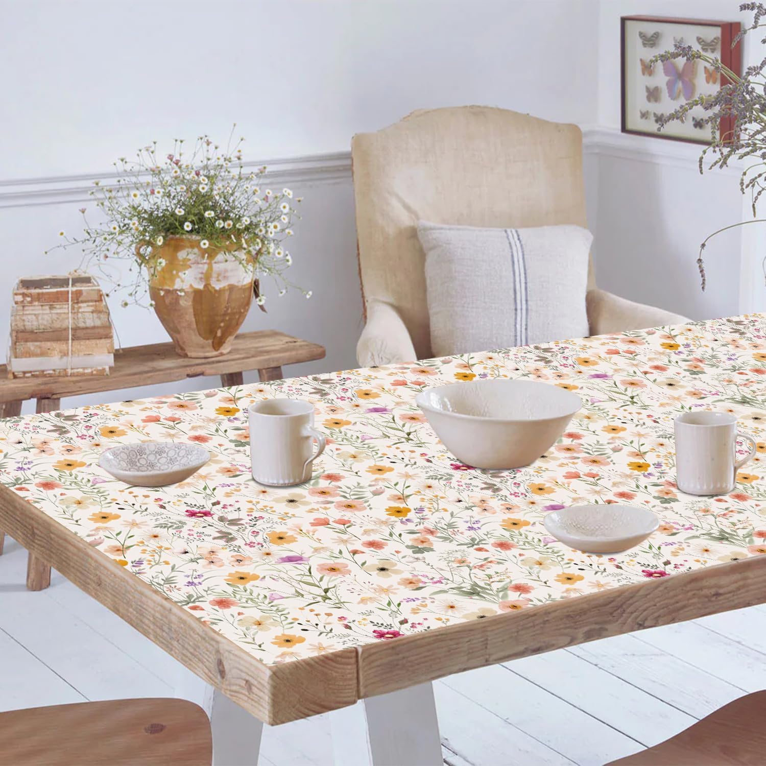 Thumbnail 3 de ANHUIB Blumen Tapete zum Selbstkleb en im Boho-Aquarell-Stil (44 x 300 cm) – Vinyl, abnehmbar, wasserdicht