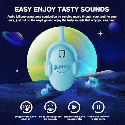 Detalle 2 de AMOS Lutscher Audio Lollipop Blaubeere 1x, zuckerfrei 🍭