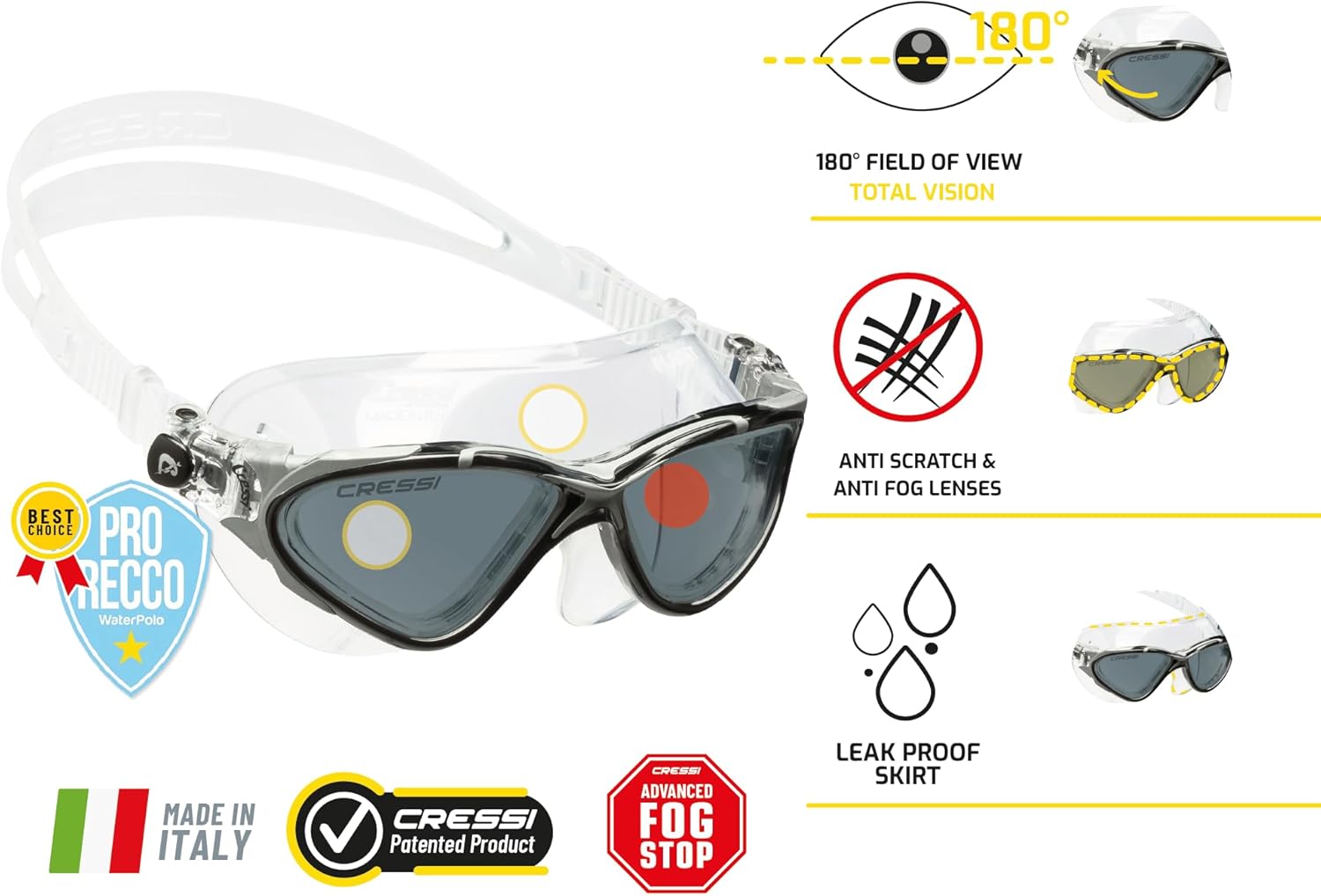 Detalle 2 de Cressi Planet Goggles: Occhialini Premium per Nuoto – comfortevoli, periferici e versatili