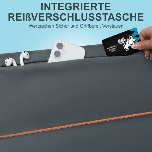 Detalle de Jokisa Fitness Handtuch 2er Set – 120 × 50 cm, Mikrofaser, Kapuze und verstecktes Reißverschlussfach