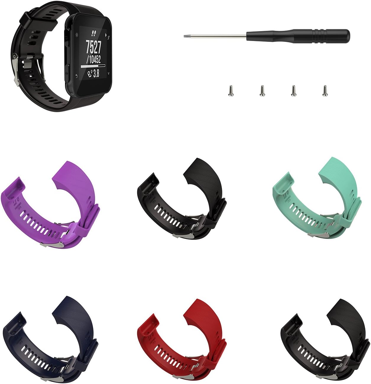 Thumbnail 5 de Bemodst Silicone Watchband for Garmin Forerunner 35 – Replacement Strap with Screw Mount Tools