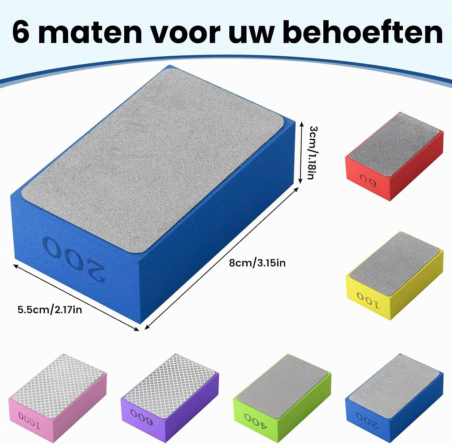 Detalle 2 de Zocipro HBT-D108 diamant-hand-schuurset, 6 korrelgroottes voor slijpen en polijsten