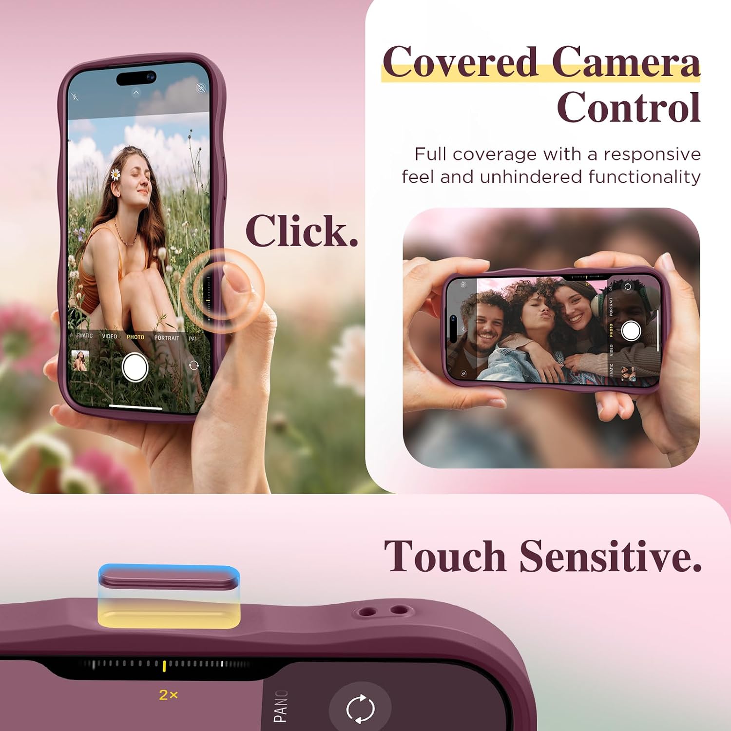 Detalle de GVIEWIN Floral Translucent MagSafe Case for iPhone 17 Pro Max (Curly Wave Edge) – Full Camera Protection