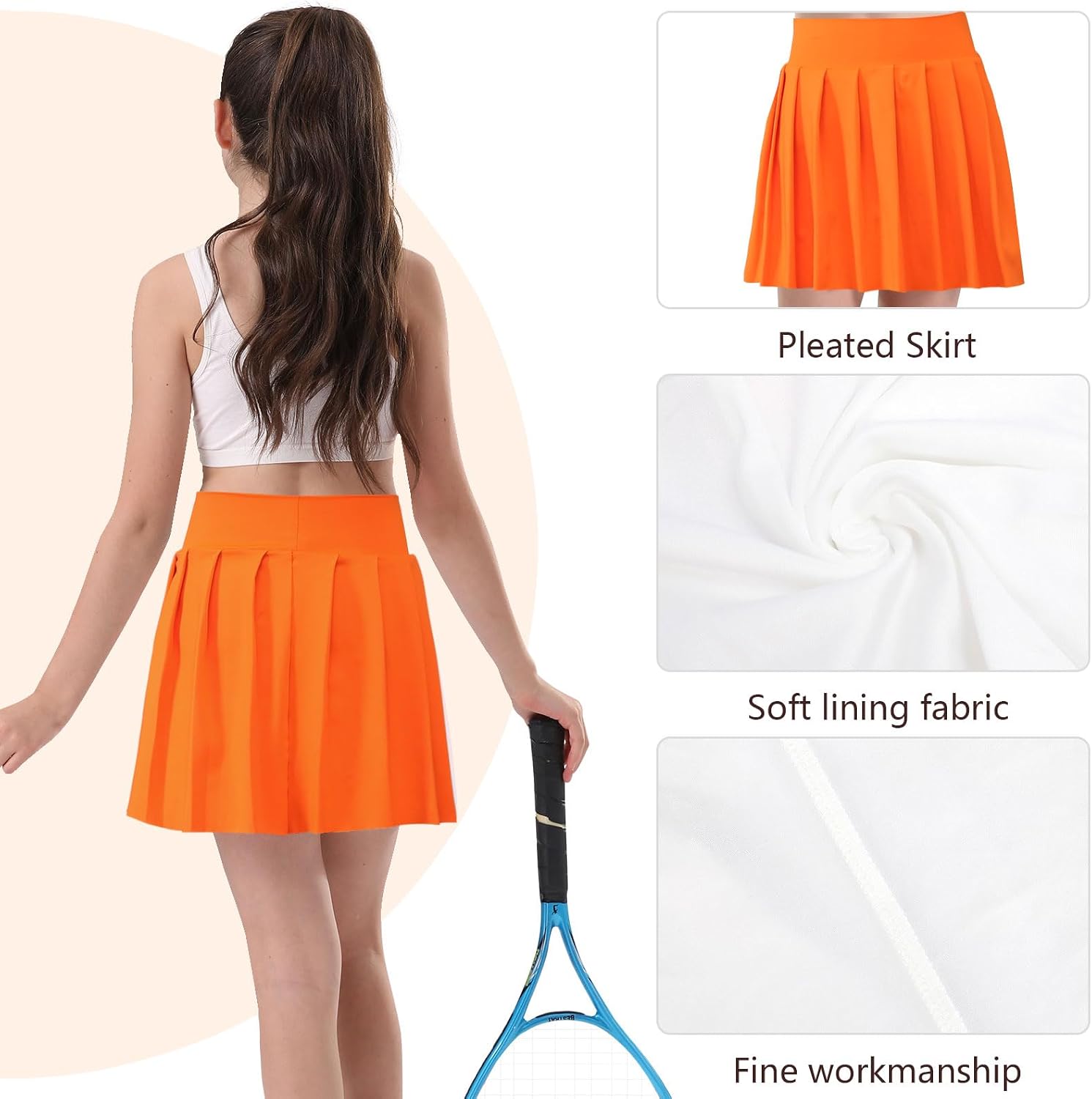 Thumbnail 3 de Bezioner Mädchen-Tennisrock / Plissierter Skorts-Rock mit Innenhose und Taschen