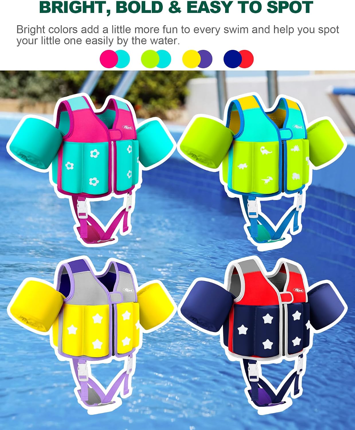 Thumbnail 6 de Kids Pool Floaties 1-9 Years Old Toddler Swim Vest with Adjustable Buoyancy