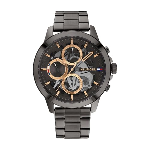 Detalle de Tommy Hilfiger Reloj Analógico Multifunción para Hombre 44 mm, Acero Gris 1710479