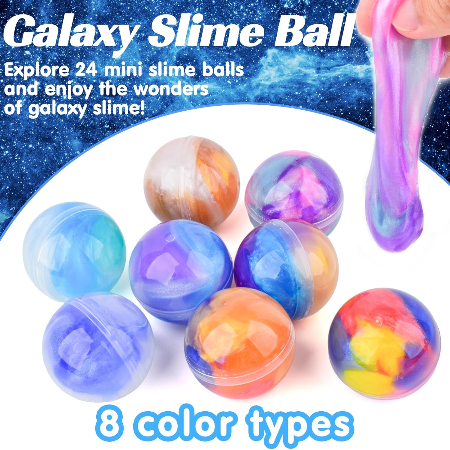 Detalle 2 de Galaxy Slime Party Favors for Kids slime ball blind box kit (9 jars) – non-sticky, sensory stress relief