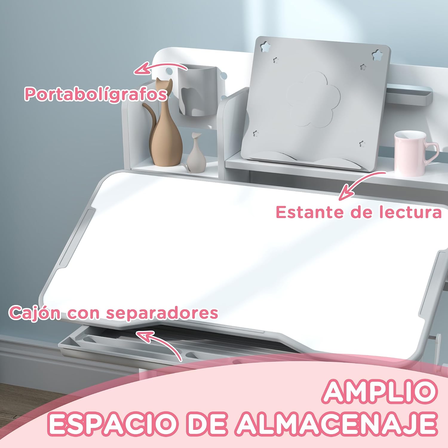 Thumbnail 5 de AIYAPLAY Escritorio y Silla Infantil Gris 80x55 cm