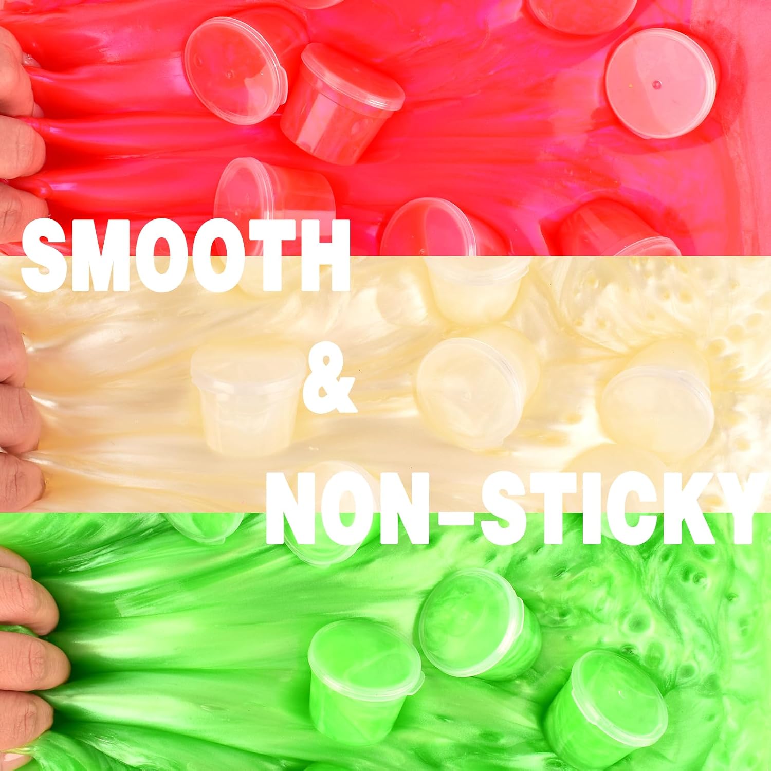 Thumbnail 6 de Galaxy Slime 24 Pack in Red, Green & White – Non-sticky soft party slime cups for classroom prizes