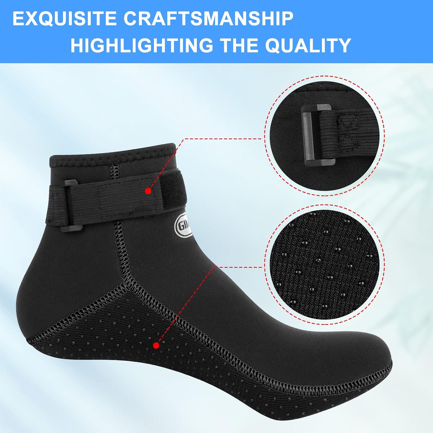 Detalle de Gimilife 3 mm Neoprensocken – Neoprenschuhe für Wasserfreunde (Herren & Damen)