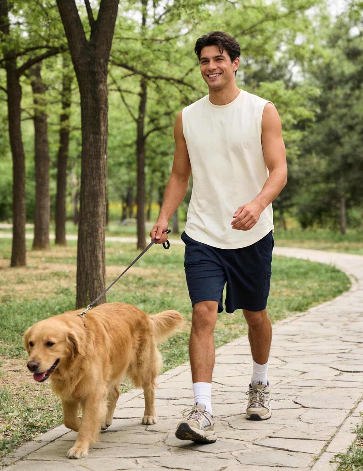 Thumbnail 3 de Wayleb pantaloncini uomo sportivi in cotone con tasche e girovita elastico S–3XL