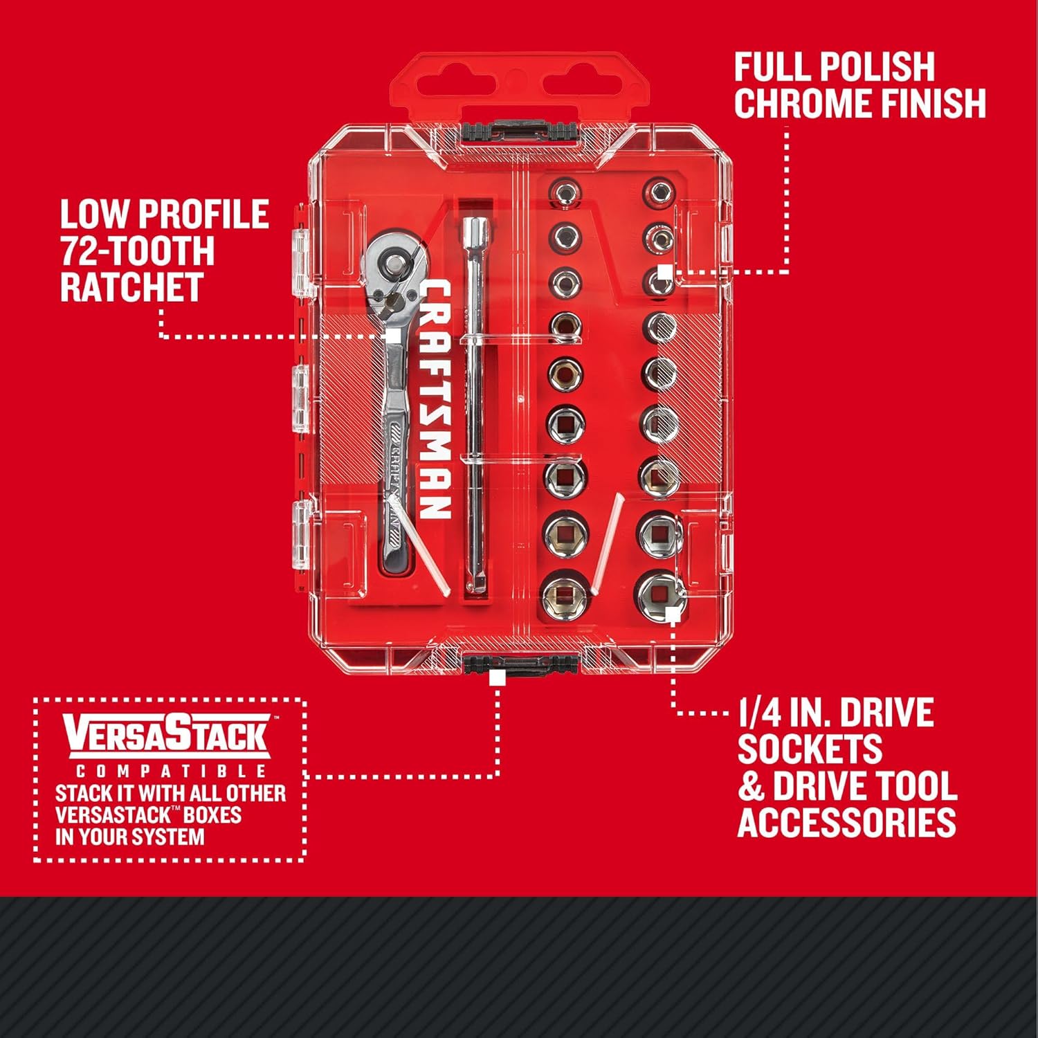 Thumbnail 1 de Craftsman Mechanics Tool Set, 1/4 Inch Drive, 20 Piece (CMMT12108)