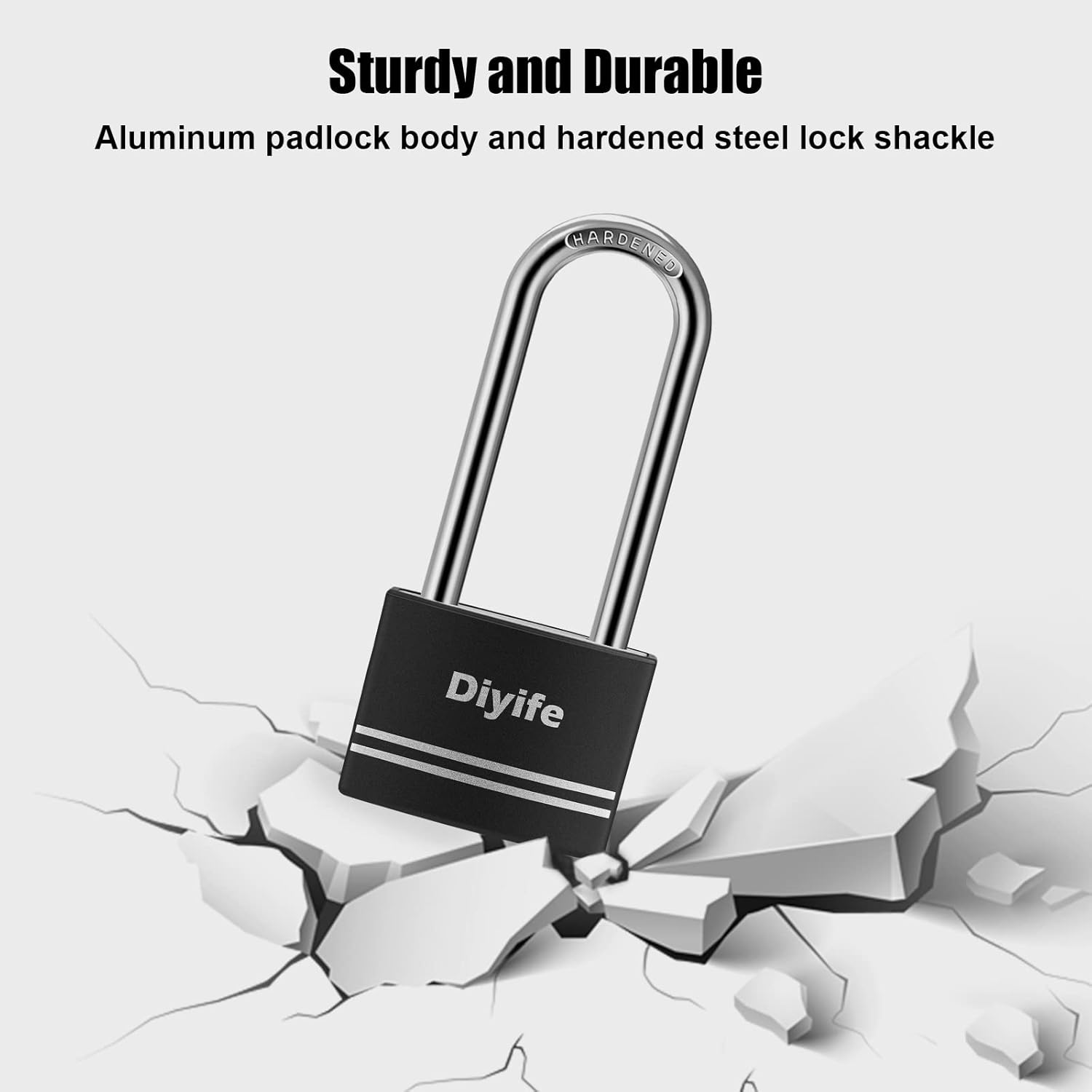 Thumbnail 5 de Diyife 2-Pack Aluminum Padlocks with Keys (40mm) – Anti-Rust, Weatherproof, 60mm Long Shackle