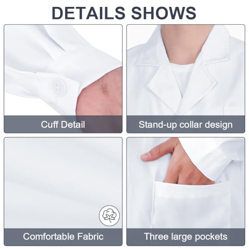 Detalle de AUYAO blouse de laboratoire XL blanche, manches longues, mélange polyester-coton