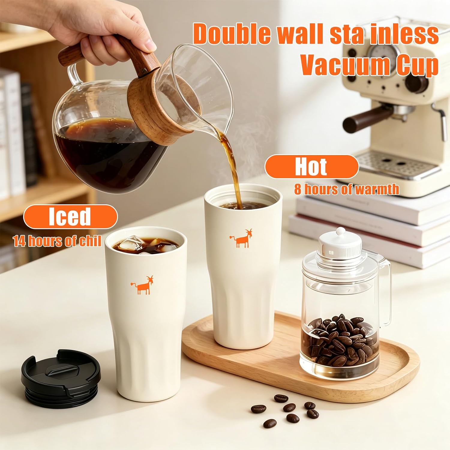 Thumbnail 6 de CHEERFUL GOAT CFG-Coffee Mug No Handle-21oz Travel Mug, Ceramic Liner, 600 ml, White