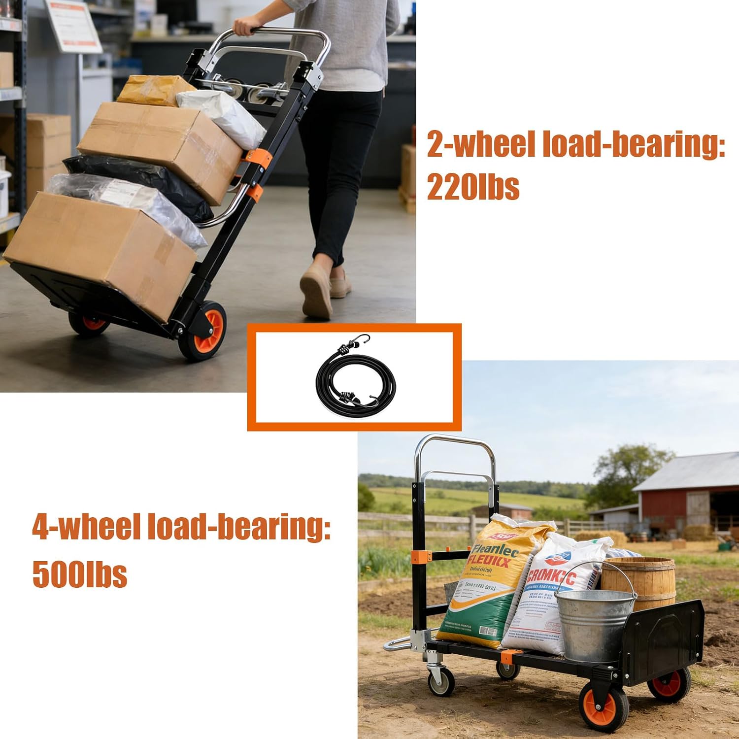 Detalle de Dolly Cart with Wheels, 500 lb Capacity