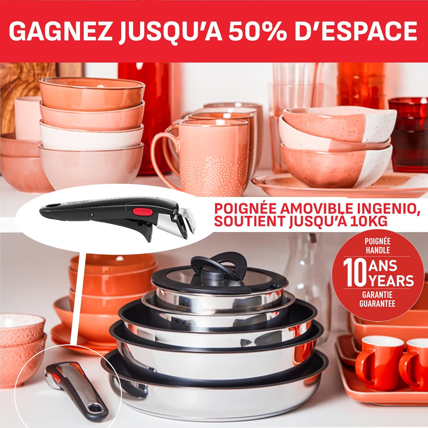 Detalle de Tefal Ingenio Preference On L898S334 casseroles empilables 16–20 cm