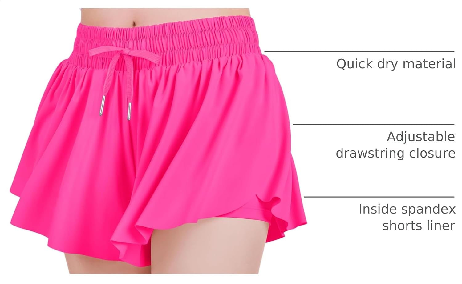 Thumbnail 3 de JOCMIC Girls Flowy Shorts 2-in-1 Preppy Butterfly Shorts with Spandex Liner for Cheer, Gym, and Casual Wear