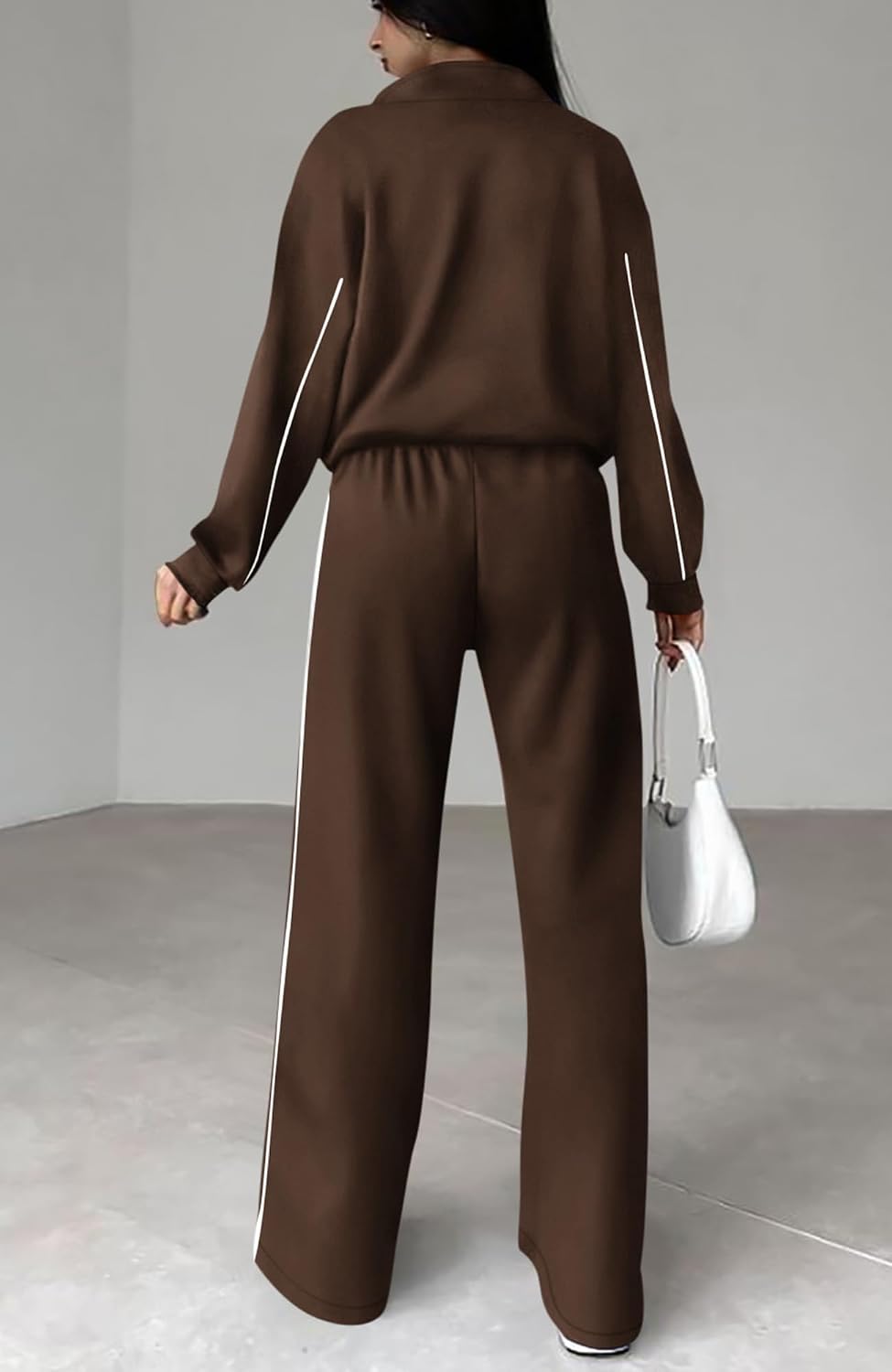 Thumbnail 6 de BTFBM Women's Two Piece Tracksuit - Fall 2026 Long Sleeve Zip Up Sweatshirt & Wide Leg Pants