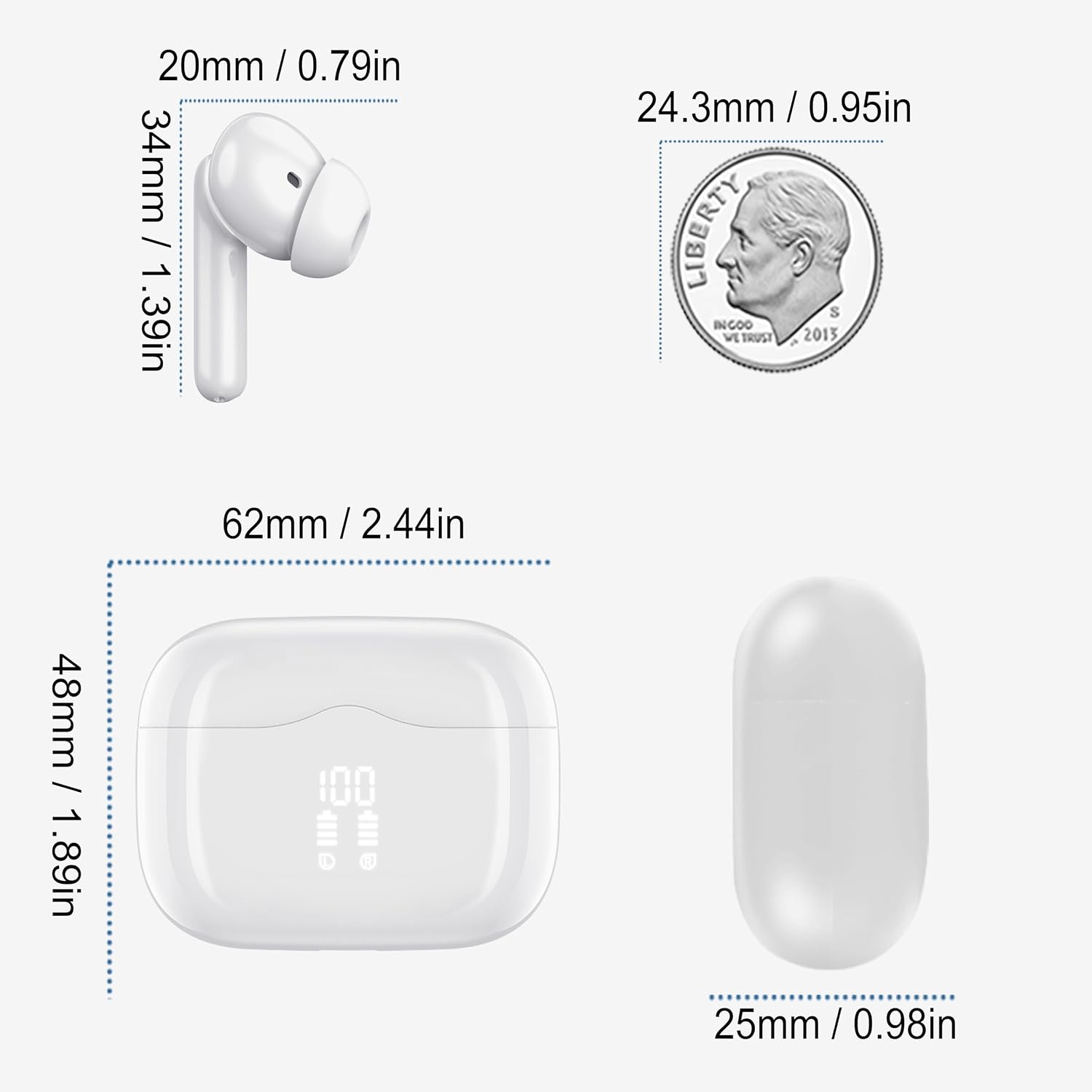 Detalle 1 de xinwld A97 Pro A97 Wireless Earbuds, Bluetooth 5.4, ENC and IPX7