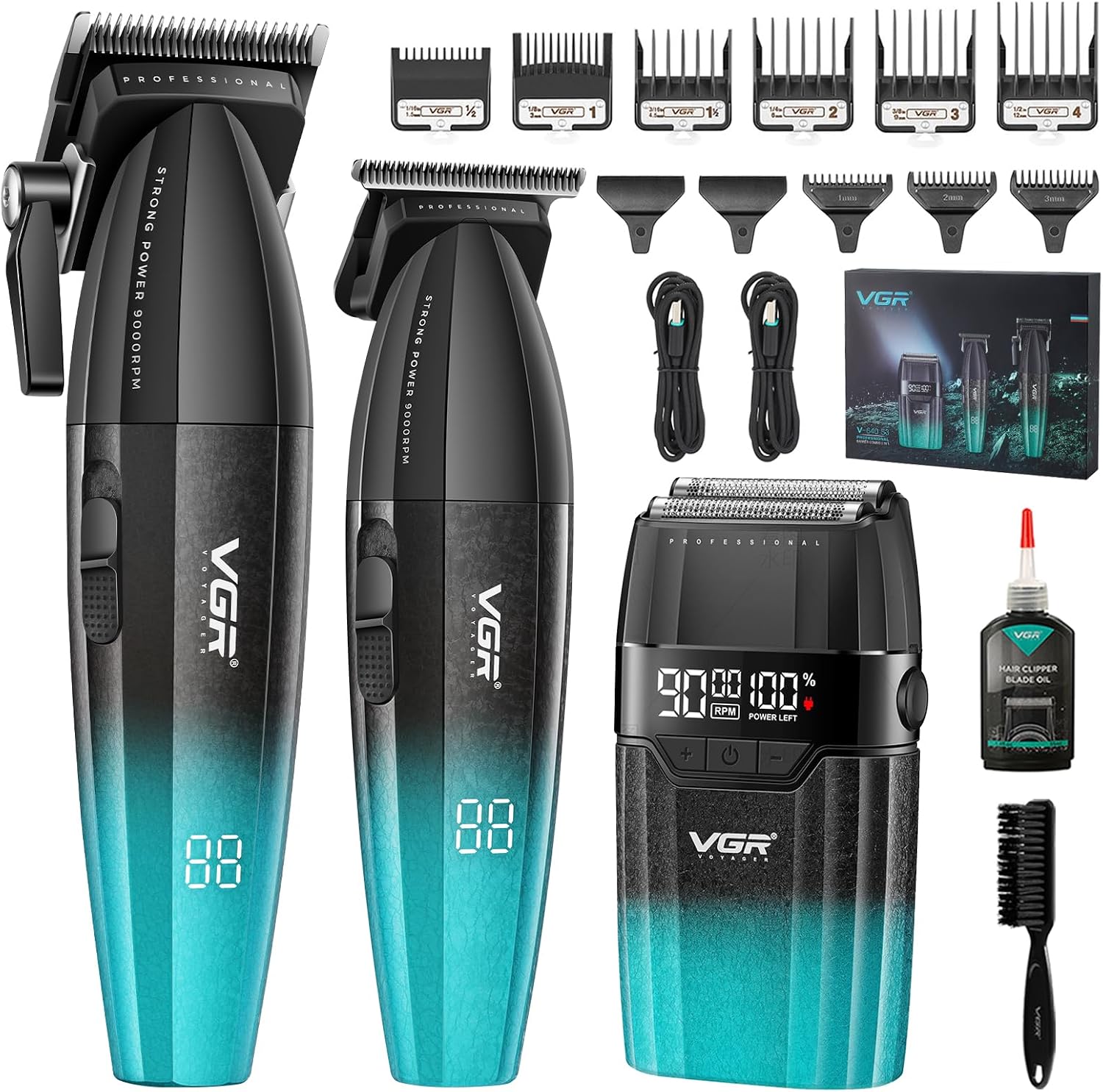 Detalle de VGR 640S3 Professional 3-in-1 Hair Cutting Kit: Cordless Barber Power for Home and Studio